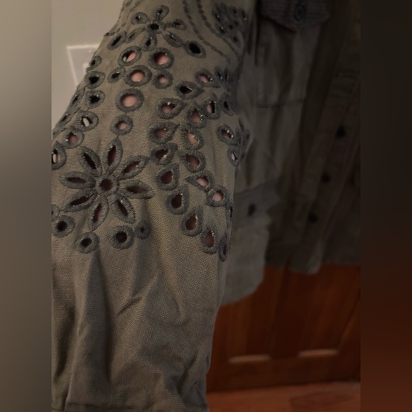 Johnny Was Violette Eyelet Embroidered Military Jacket XL - Picture 12 of 15